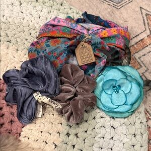 Bundle gently used and unused Floral boho band Scarf and Hair Accessories Set